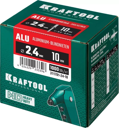 Заклепки алюминиевые KRAFTOOL 311701-24-10 купить в Перми