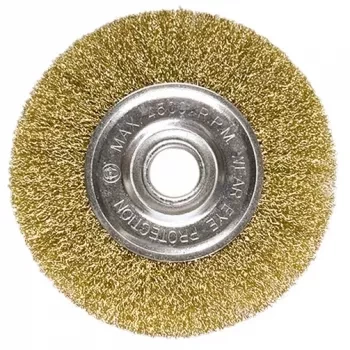 Щетка для УШМ, 175 мм, посадка 22,2 мм, плоская, латунированная витая проволока MATRIX 74666 купить в Перми