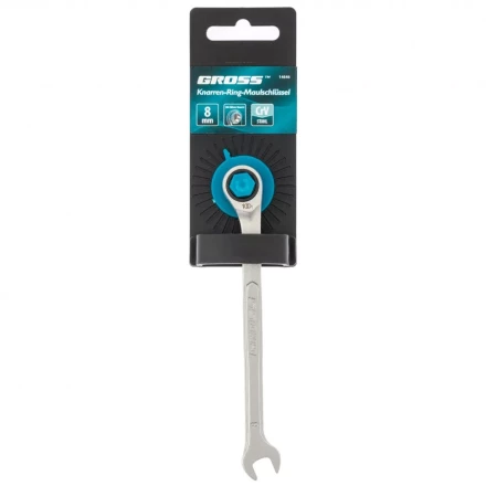 Ключ комбинированный трещоточный 8 мм количество зубьев 100 Gross 14846 купить в Перми