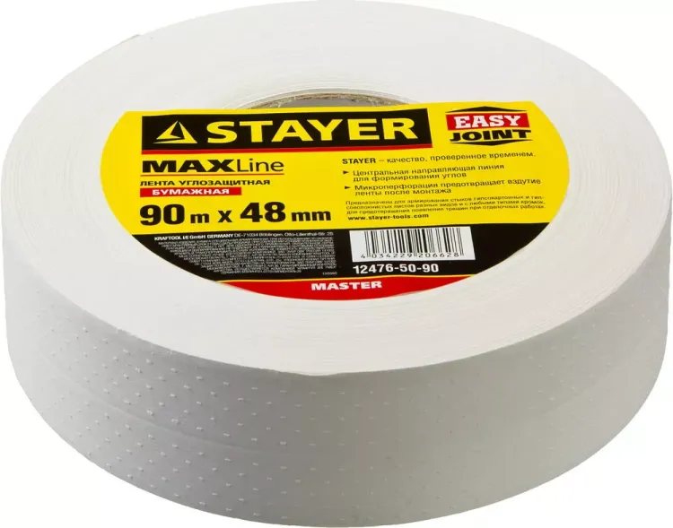 Лента STAYER "MASTER" углозащитная бумажная, 48ммх90м 12476-50-90 купить в Перми