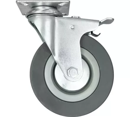 Аппаратное поворотное колесо с тормозом HITCH 75*20 резина серая SCgb93 (SZ084837) купить в Перми