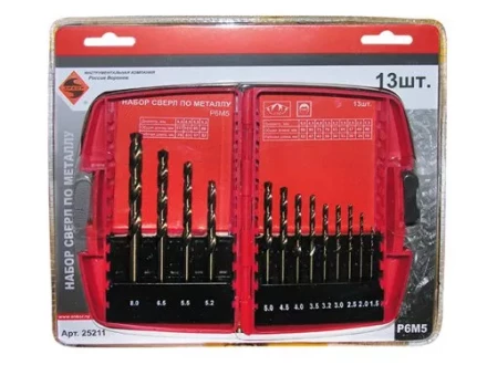 Набор сверл д/мет.Р6М5  13шт.(1,5-8мм) 6/6/36 25211 купить в Перми