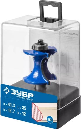 ЗУБР 41.3 x 35 мм, радиус 12.7 мм, фреза полустержневая с подшипником, Профессионал (28722-41.3) купить в Перми