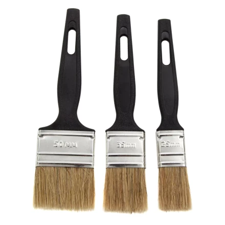 Набор кистей флейцевых 3 шт. (25 мм, 35 мм, 50 мм), натуральная щетина, пластиковая ручка Сибртех 82507 купить в Перми