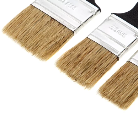 Набор кистей флейцевых 3 шт. (25 мм, 35 мм, 50 мм), натуральная щетина, пластиковая ручка Сибртех 82507 купить в Перми