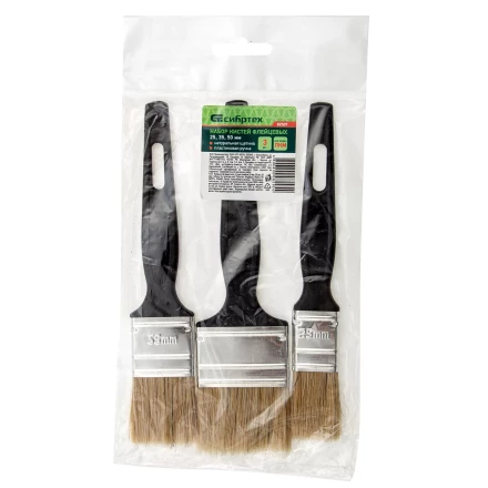Набор кистей флейцевых 3 шт. (25 мм, 35 мм, 50 мм), натуральная щетина, пластиковая ручка Сибртех 82507 купить в Перми