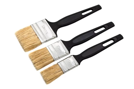 Набор кистей флейцевых 3 шт. (25 мм, 35 мм, 50 мм), натуральная щетина, пластиковая ручка Сибртех 82507 купить в Перми