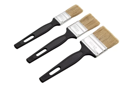 Набор кистей флейцевых 3 шт. (25 мм, 35 мм, 50 мм), натуральная щетина, пластиковая ручка Сибртех 82507 купить в Перми