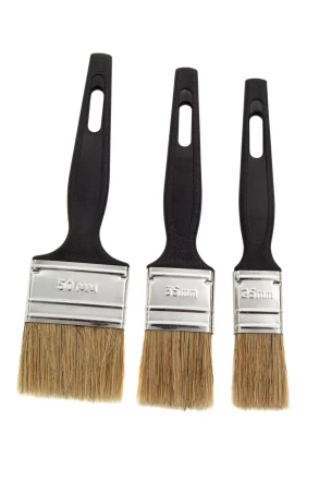 Набор кистей флейцевых 3 шт. (25 мм, 35 мм, 50 мм), натуральная щетина, пластиковая ручка Сибртех 82507 купить в Перми