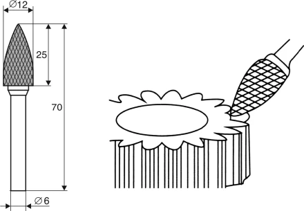 Борфреза Аркоподобная заостренная G 6х12 Энкор 21713 купить в Перми