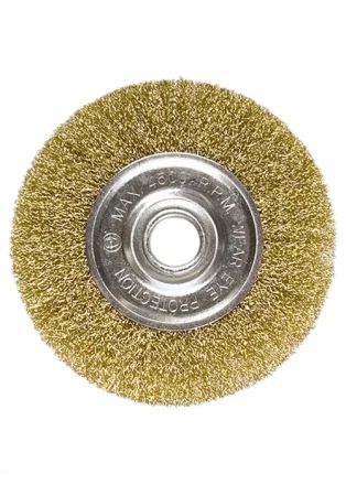 Щетка для УШМ, 200 мм, посадка 22,2 мм, плоская, латунированная витая проволока MATRIX 74668 купить в Перми