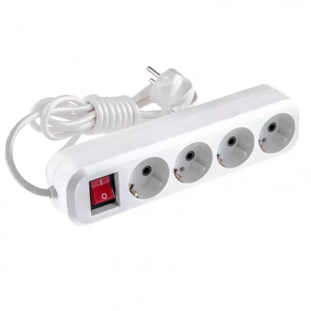 Удлинитель бытовой с заземлением и выключателем 2 м 4 розетки 10 A серия УХз10 Denzel 95975 купить в Перми