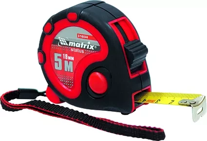 Рулетка Status 3 fixations 5 м х 19 мм двухкомпонентный корпус 3 фиксации ленты  MATRIX 31034 купить в Перми