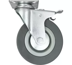 Аппаратное поворотное колесо с тормозом HITCH 100*25 резина серая SCgb42 (SZ084838)