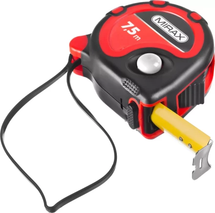 Рулетка, MIRAX 34013-08-25, 3 стопора, двухкомпонентный пластиковый корпус, 7,5мх25мм 34013-08-25 купить в Перми
