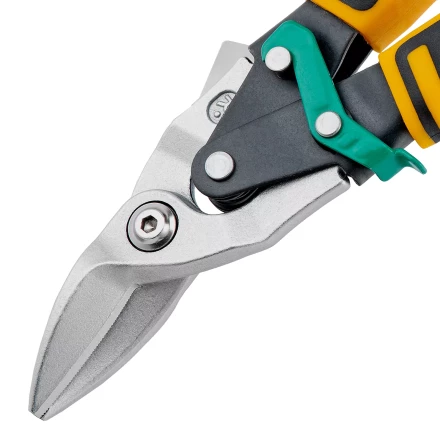 Ножницы по металлу Denzel 78371, 270 мм, прямой и правый рез, сталь-СrMo, трехкомпонентные рукоятки купить в Перми