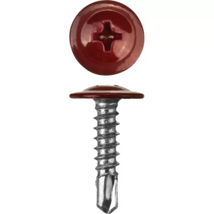 Саморезы ЗУБР с прессшайбой и сверлом по листовому металлу до 2мм, окрашенные в RAL-3005, PH2, 4,2х25мм, 400шт 300211-42-025-3005 купить в Перми