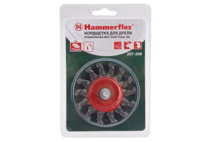 Кордщетка HAMMER плоская 75мм для дрели витая сталь (207-208) купить в Перми