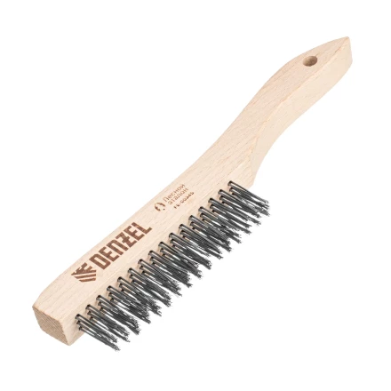 Щетка зачистная 3-х рядная, прямая проволока из нержавеющей стали с деревянной ручкой, EFP// Denzel 74843 купить в Перми