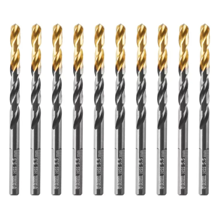 Сверло по металлу, 5,5 мм, HSS-Tin, Golden Tip, 10 шт. Denzel 717214 купить в Перми