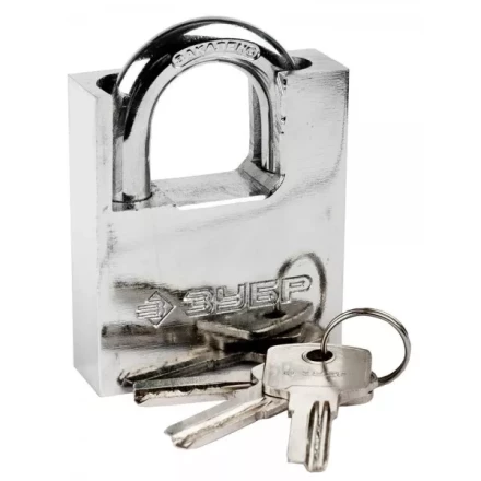 Замок ЗУБР &quot;ЭКСПЕРТ&quot; навесной, стальной корпус, закаленная дужка, с дополнительной защитой, 60мм 37223-60 купить в Перми