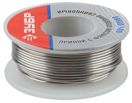 Припой ЗУБР оловянно-свинцовый, 60% Sn / 40% Pb, 100гр 55420-100 купить в Перми