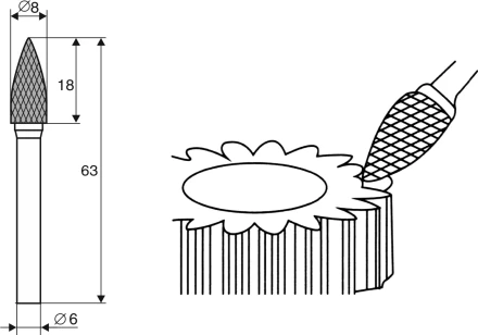 Борфреза Аркоподобная заостренная G 6х8 Энкор 21711 купить в Перми