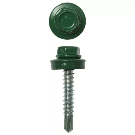 Саморезы ЗУБР &quot;ПРОФЕССИОНАЛ&quot; окраш., RAL 6002 зелен. лист, для крепл. кров. матер. к дерев. обреш., 4.8x29мм, 400шт 4-300315-48-029-6002 купить в Перми