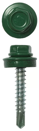 Саморезы ЗУБР &quot;ПРОФЕССИОНАЛ&quot; окраш., RAL 6002 зелен. лист, для крепл. кров. матер. к дерев. обреш., 4.8x29мм, 400шт 4-300315-48-029-6002 купить в Перми