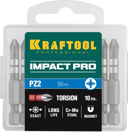 Биты для ударных шуруповертов KRAFTOOL Impact Pro PZ 26193-2-50-S10 купить в Перми