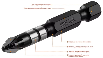 Биты для ударных шуруповертов KRAFTOOL Impact Pro PZ 26193-2-50-S10 купить в Перми