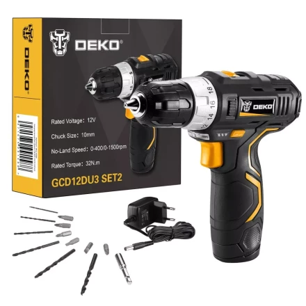 Дрель аккумуляторная в наборе DEKO GCD12DU3 SET2 Li-Ion, 063-4146 купить в Перми