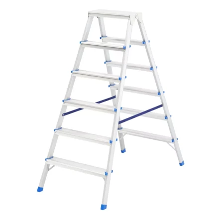 Стремянка двусторонняя 6 ступеней алюминиевая Сибртех 97926 купить в Перми