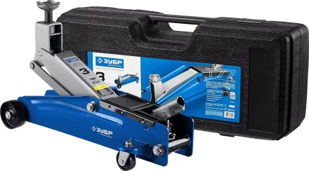 Домкрат гидравлический подкатной T77, 3т, 192-533мм, в кейсе, ЗУБР Профессионал 43055-3-K 43055-3-K купить в Перми