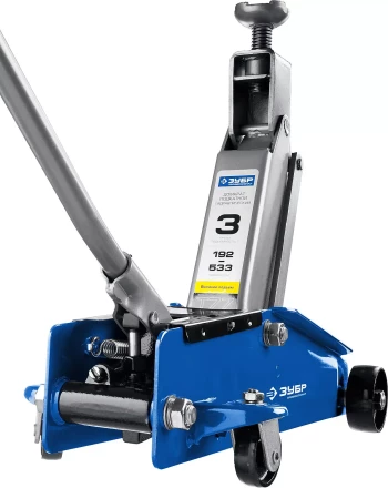 Домкрат гидравлический подкатной T77, 3т, 192-533мм, в кейсе, ЗУБР Профессионал 43055-3-K 43055-3-K купить в Перми
