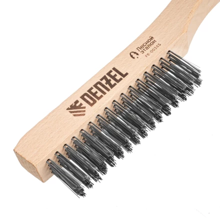 Щетка зачистная 4-х рядная, прямая проволока из нержавеющей стали с деревянной ручкой, EFP// Denzel 74844 купить в Перми