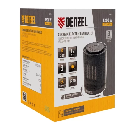 Тепловентилятор электрический керамический Denzel DTFC-1200, 3 режима, вентилятор, нагрев 600/1200 Вт 96418 купить в Перми