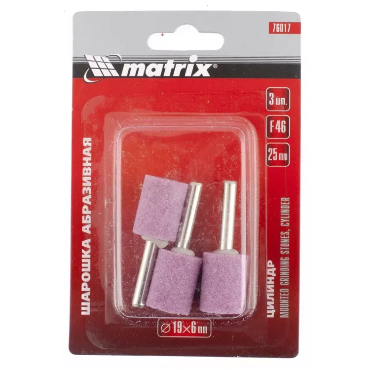 Шарошка абразивная цилиндр 10 x 20 x 3 мм F80 3 штуки MATRIX 76018 купить в Перми