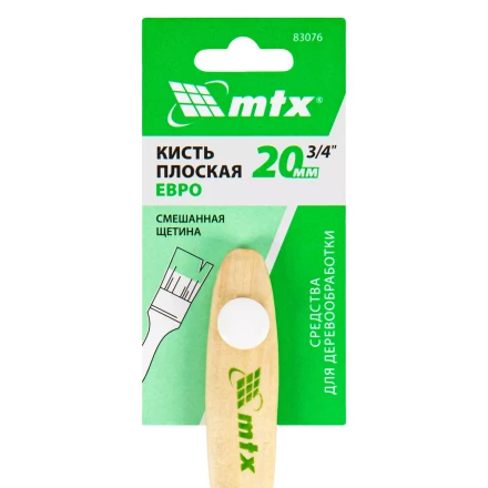 Кисть плоская &quot;Евро&quot; 3/4&quot;, смешанная щетина, деревянная ручка MTX 83076 купить в Перми