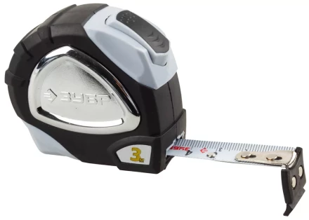 Рулетка ЗУБР &quot;ЭКСПЕРТ&quot; &quot;ПРЕМИУМ&quot;, двухкомпонентный корпус, автостоп, полотно с нейлоновым напылением, 3 м / 16 мм 34050-03-16_z01 купить в Перми