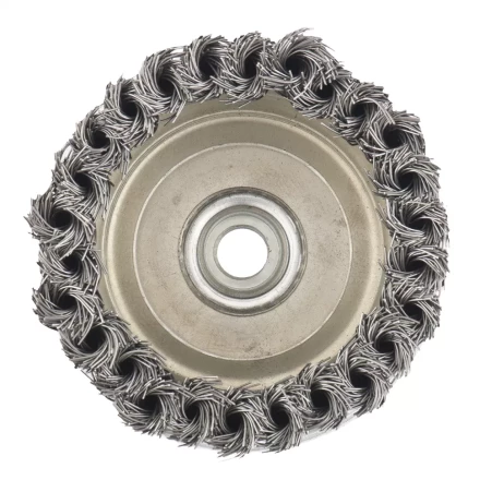 Щетка для УШМ Heavy Duty, 125 мм, М14, &quot;чашка&quot;, крученая металлическая проволока  MATRIX 74674 купить в Перми