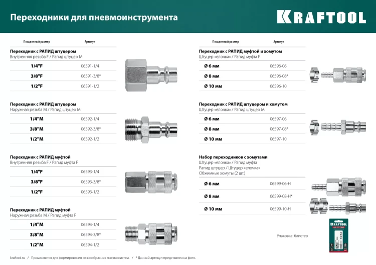 Переходник KRAFTOOL EXPERT QUALITAT для пневмоинструмента, резьба 1/4 папа - быстросъемное соединение папа 06592-3/8 купить в Перми