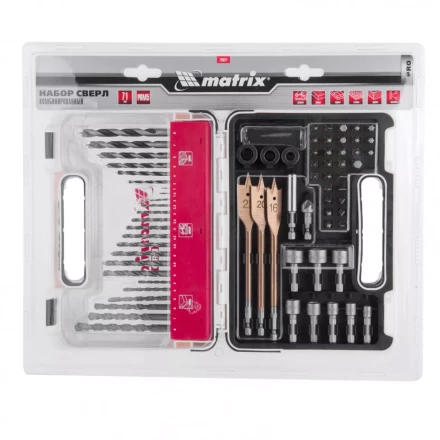 Набор сверл комбинированный по металлу 1-6 мм бетону 3-8 мм дереву 3-8 мм перки биты 30 шт адаптер головки 8 шт 71 предмет Pro Matrix 725671 купить в Перми