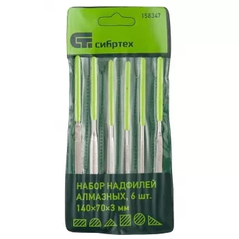 Набор надфилей алмазных 140х70х3 6 штук СИБРТЕХ 158347 купить в Перми