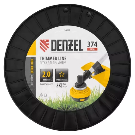 Леска для триммера двухкомпонентная звезда, 2,0мм х 374м, на DIN катушке EXTRA CORD// Denzel 96812 купить в Перми