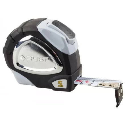 Рулетка ЗУБР &quot;ЭКСПЕРТ&quot; &quot;ПРЕМИУМ&quot;, двухкомпонентный корпус, автостоп, полотно с нейлоновым напылением, 5 м / 19 мм 34050-05-19_z01 купить в Перми