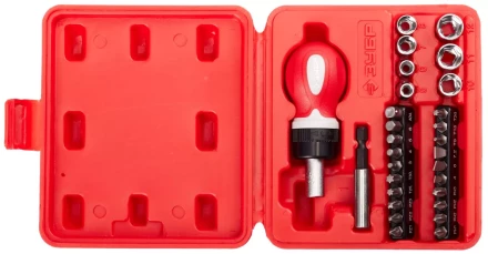 Набор ЗУБР &quot;МАСТЕР&quot; отвертка реверсивная в комплекте с насадками, в боксе, 29 предметов 25420-H29 купить в Перми