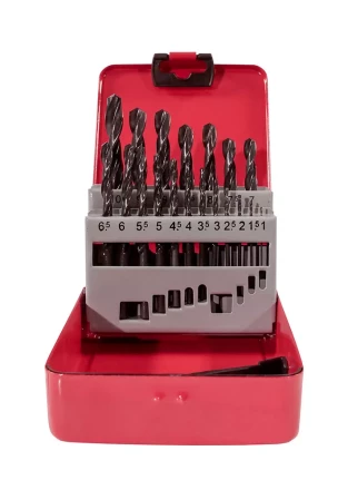 Набор сверл для металла HSS Ф1-10 мм шаг 0,5 мм 19 штук металлический футляр VMX 511623 купить в Перми