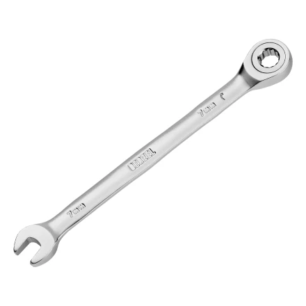 Ключ комбинированный трещоточный, 7 мм, CrV, матовый хром// Denzel 14701 купить в Перми