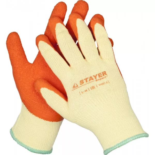 Перчатки STAYER "EXPERT"  рабочие с рельефным латексным покрытием, 10 класс, S-M 11407-S купить в Перми
